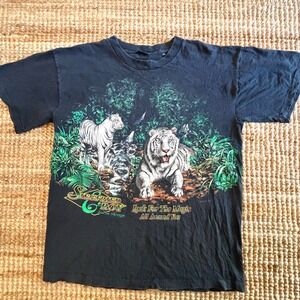 Vintage Siegfried & Roy Mirage Las T-Shirt White Tigers Graphic Tee 90s Y2K